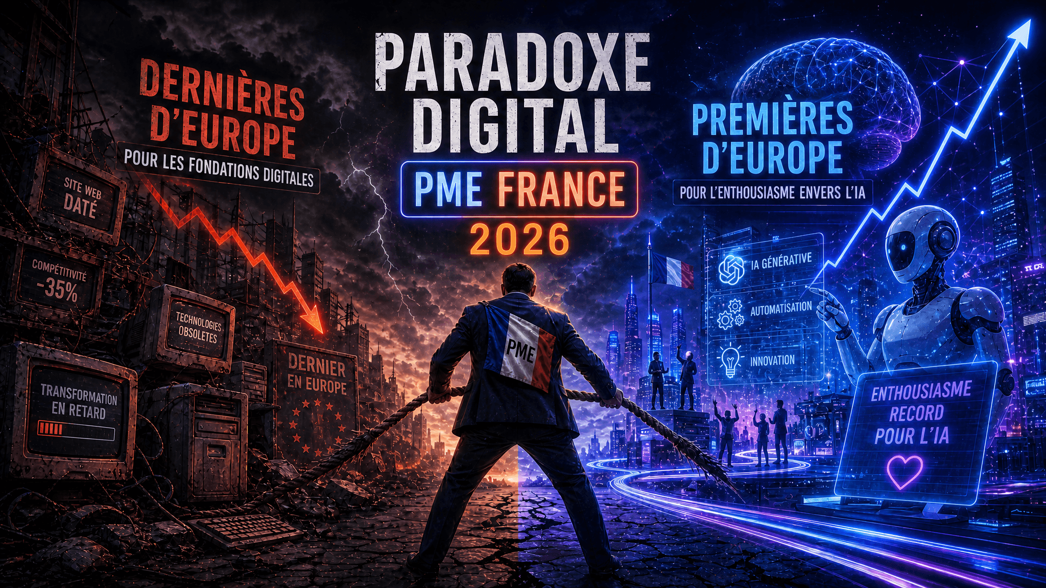 Le paradoxe français : PME les plus optimistes d'Europe sur l'IA, mais dernières pour le web (les vrais chiffres 2026)
