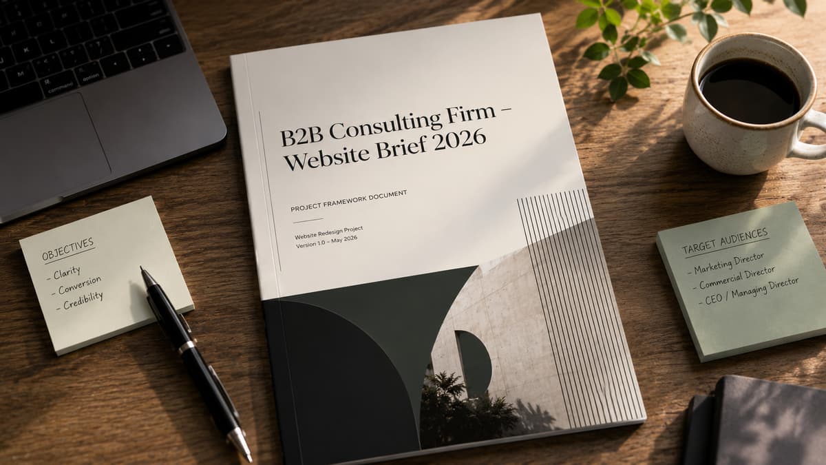 Project brief from a French B2B consulting firm for the creation of a professional marketing website in 2026