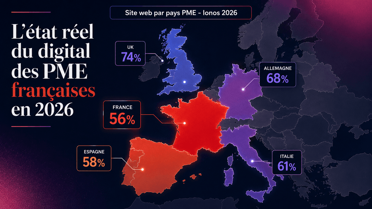 Carte Europe classement digitalisation PME France 2026 dernière position site web
