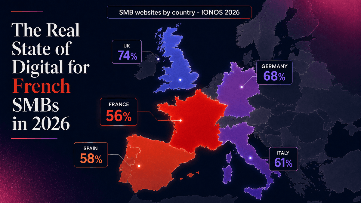 European SMB digitalization ranking 2026 France last position website map