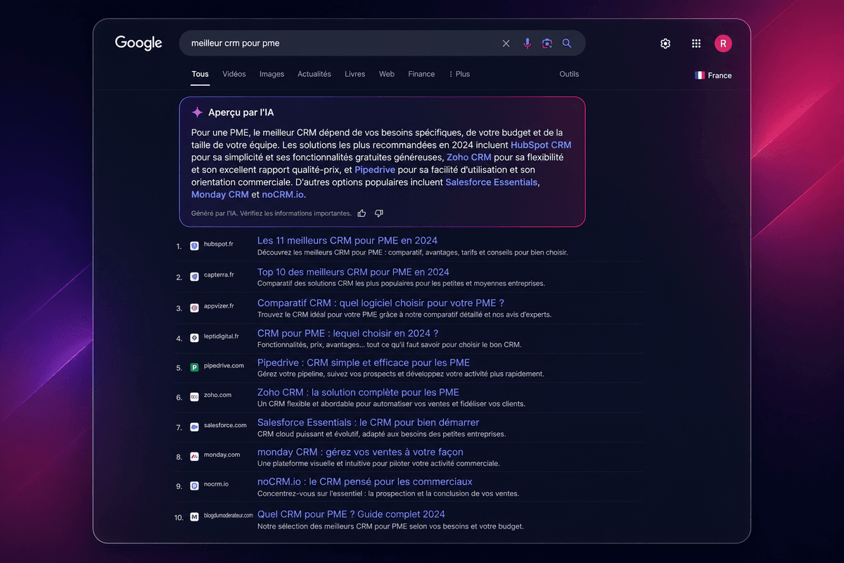 Interface Google avec AI Overview en français, arrivée France 2026