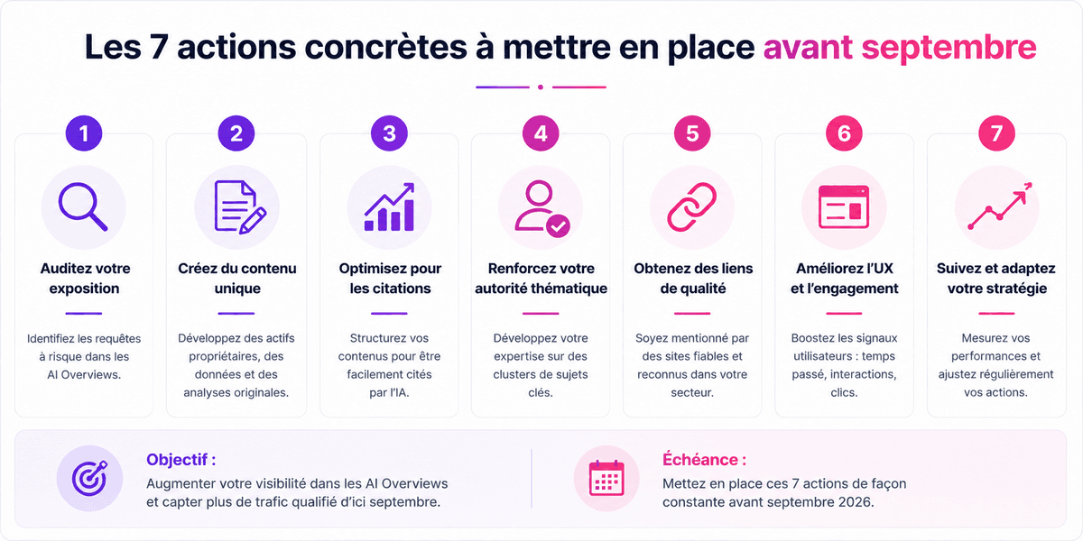 7 actions SEO/GEO à mettre en place avant septembre 2026 pour PME