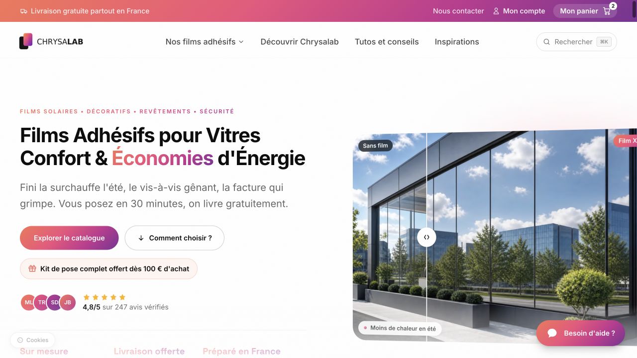 Chrysalab e-commerce website by Synerium
